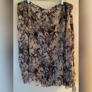 Coldwater Creek Skirt Women’s 1X Black beige gray abstract floral Sheer Lined